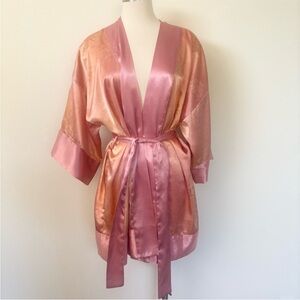 Victorias Secret Vintage Robe Rare Gold Label Lingerie Floral Satin Kimono Os